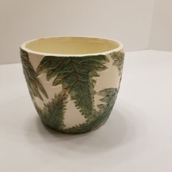 4" Ceramic Green Fern Painted Relief Planter Pacific Greenhouse - Picture 9 of 15
